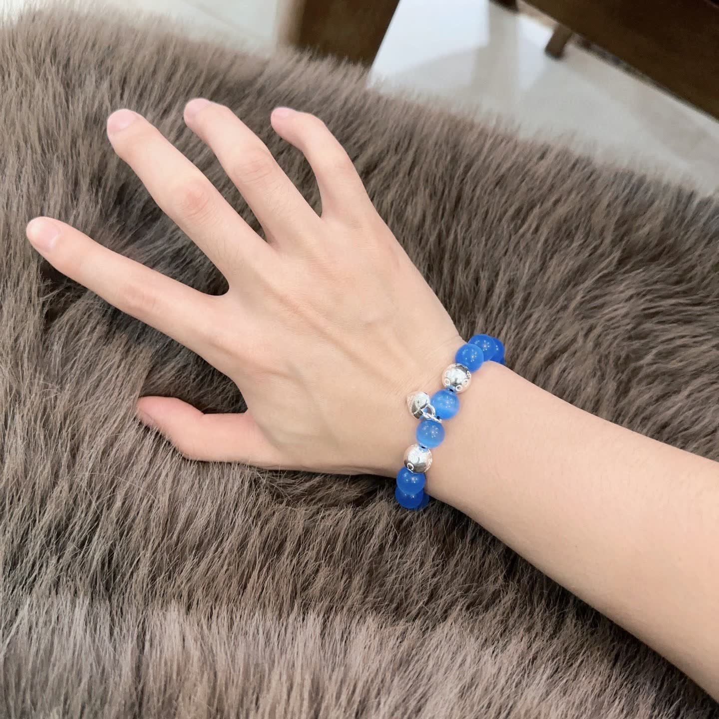 Tiffany & Co. Blue Beaded Bracelet with Lock Charm